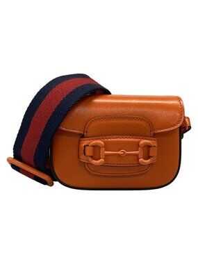 Gucci Shoulder Bag Horsebit Orange Leather